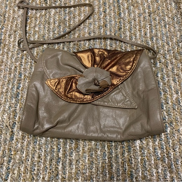 No Brand Tag Handbags - Taupe‎ Crossbody Bag with Metallic Copper Accent